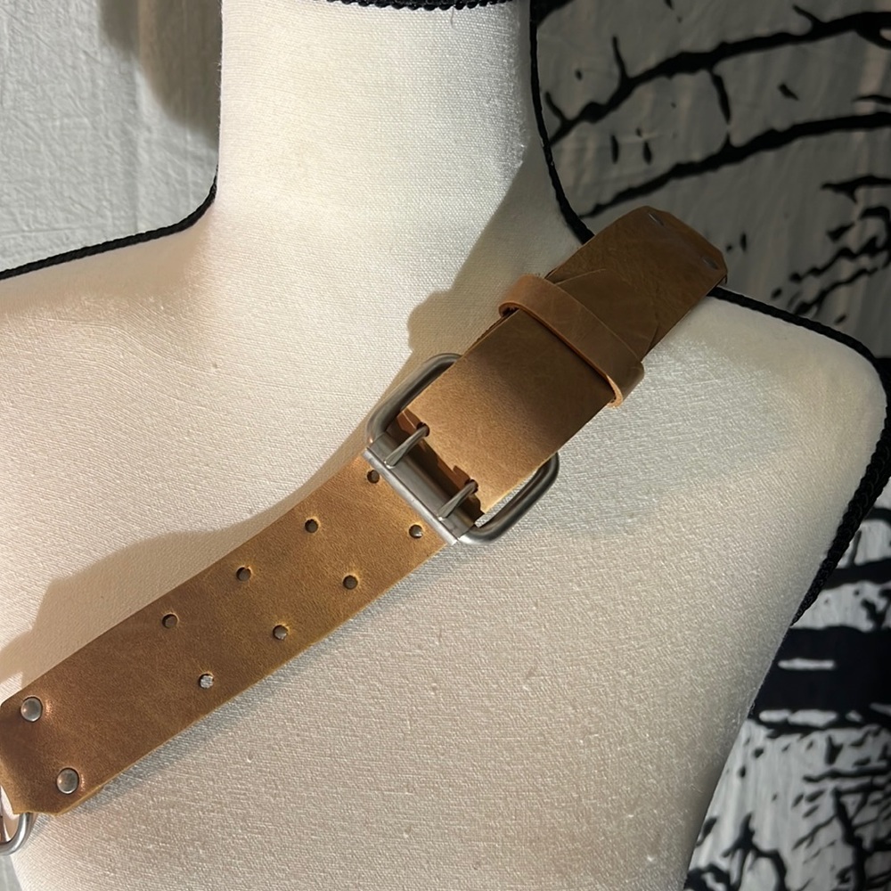 Belt Genuine Leather rivets O-ring linked